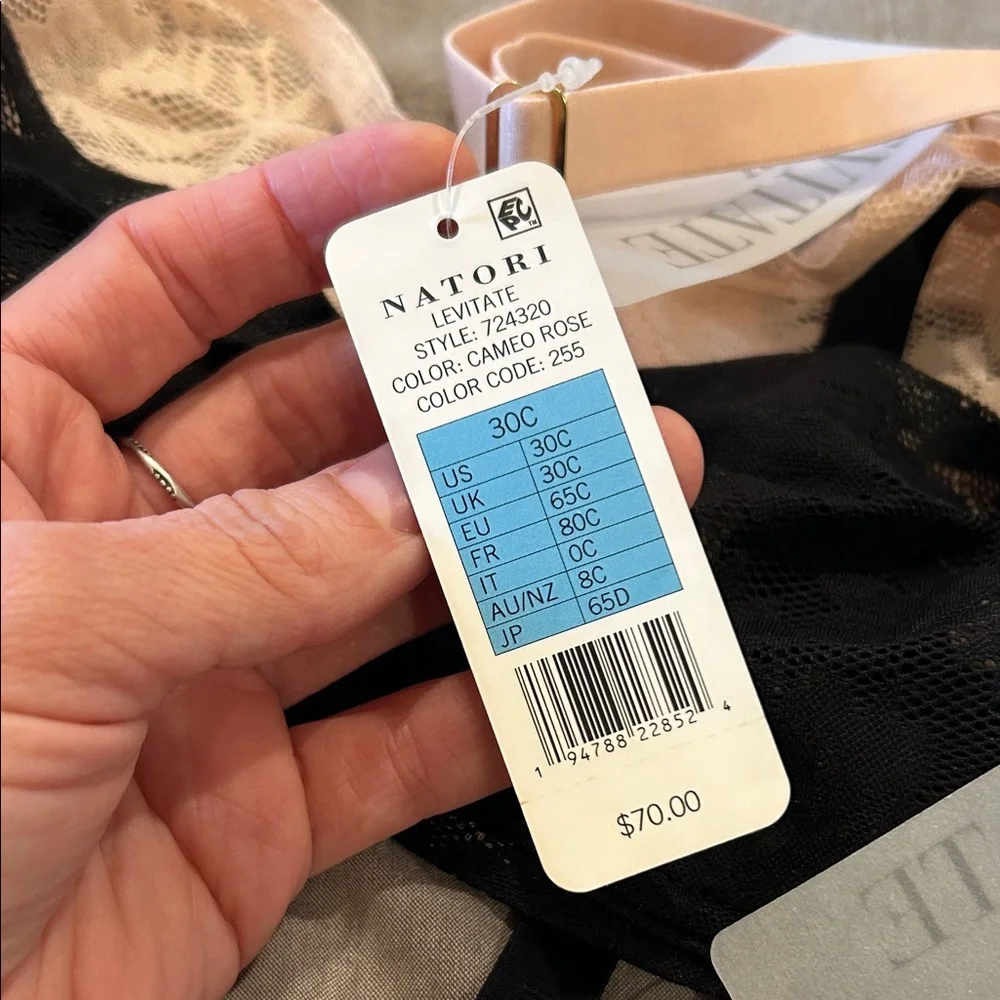 Natori Black and Light Pink Lace Bras 30C NWT - Picture 3 of 10